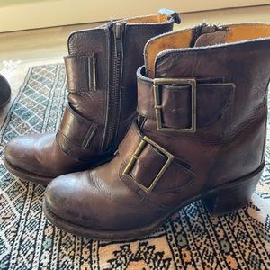Brown Frye Double Buckle Booties